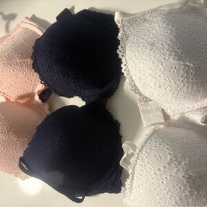 Laura Ashley Lace Bra Set - Navy, White, and Pink 3/$20. New